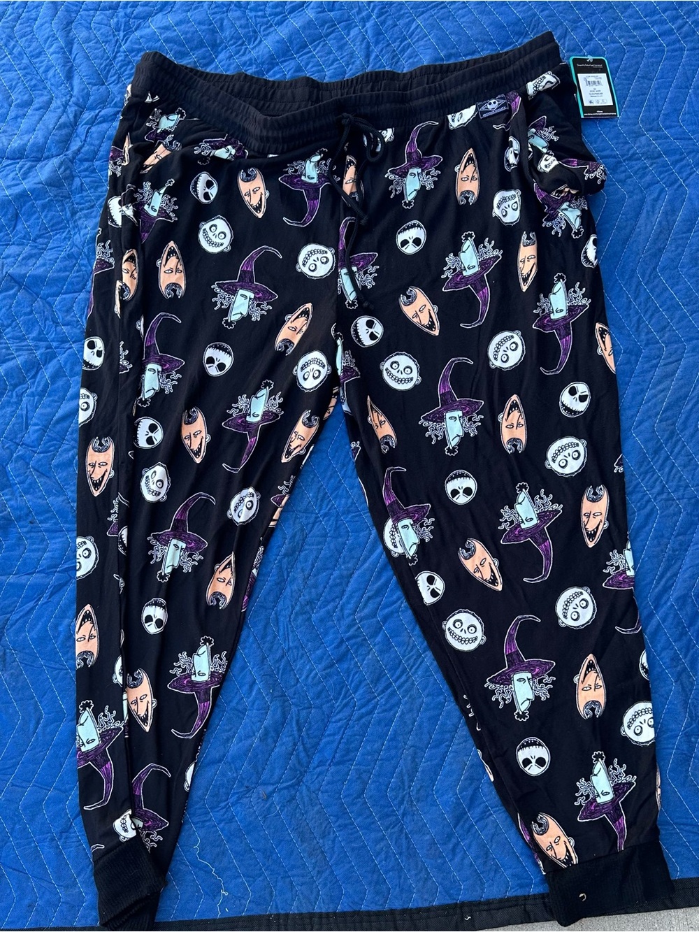 Disney Black Halloween Character Jogger Pants with Purple & Peach Accents